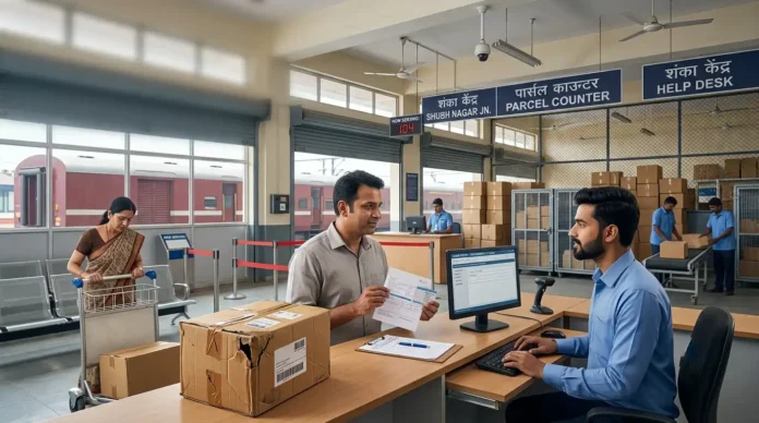 Railway Claims and Compensation for Damaged or Lost Parcels Passenger submitting a damaged parcel compensation claim at an Indian Railways parcel office