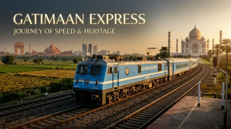 Gatimaan Express train from Delhi to Agra showing timings, fare and route