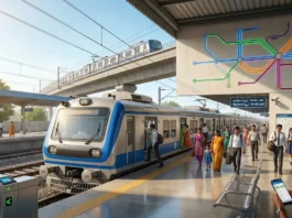 Chennai Local Trains 2026: Routes, MRTS, Fares and Updates Chennai suburban local train and elevated MRTS line with commuters at a modern railway station