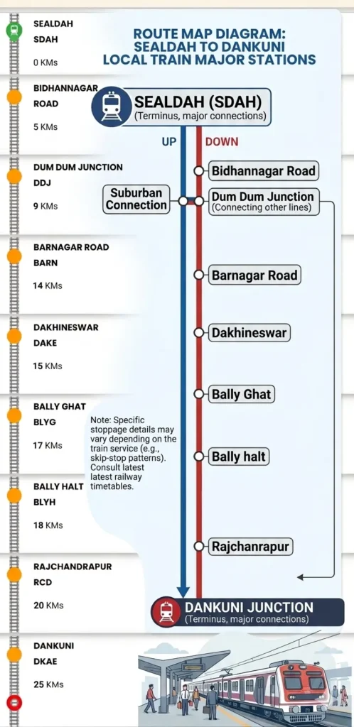sealdah to dankuni train route map