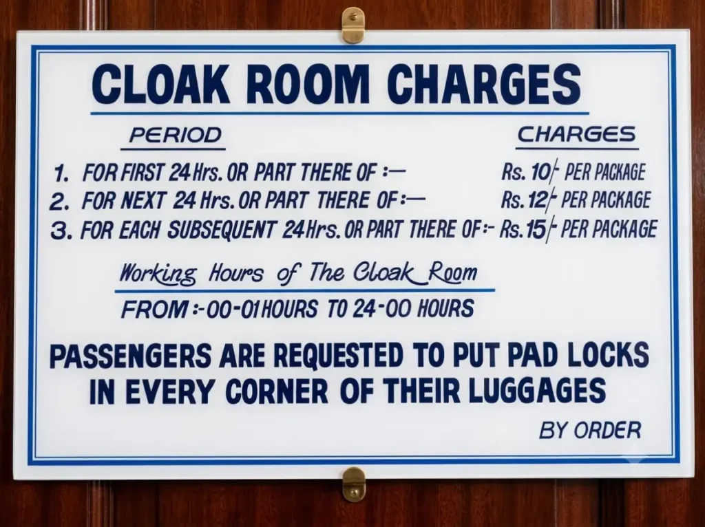 Cloak Room and Locker Charges in Indian Railway