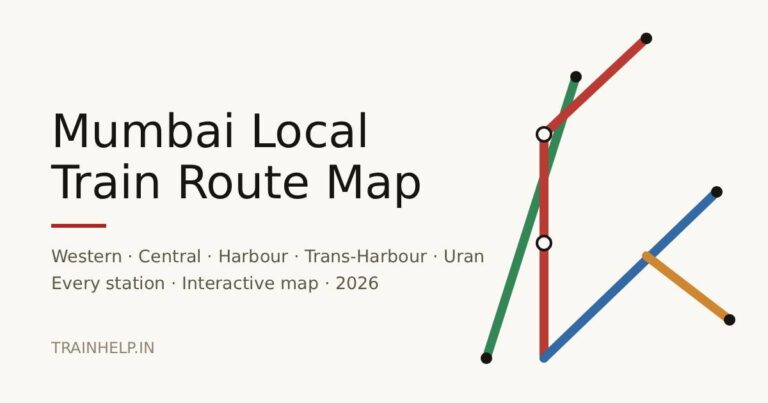 Mumbai local train route map 2026 showing Western, Central, Harbour and Trans-Harbour lines