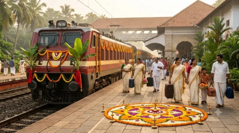Onam special trains in Kerala showing booking dates, routes and train list