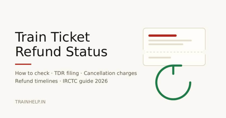Train ticket refund status 2026 guide covering IRCTC refund, TDR filing and cancellation charges