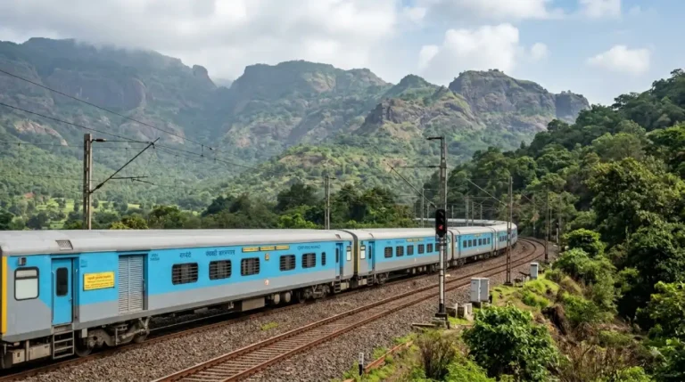 Panchavati Express train running through the scenic Maharashtra landscape